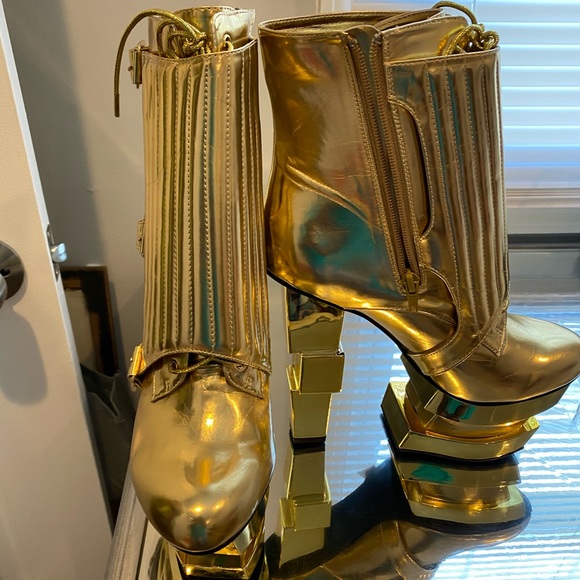 Shoes - Gold Platform Heels